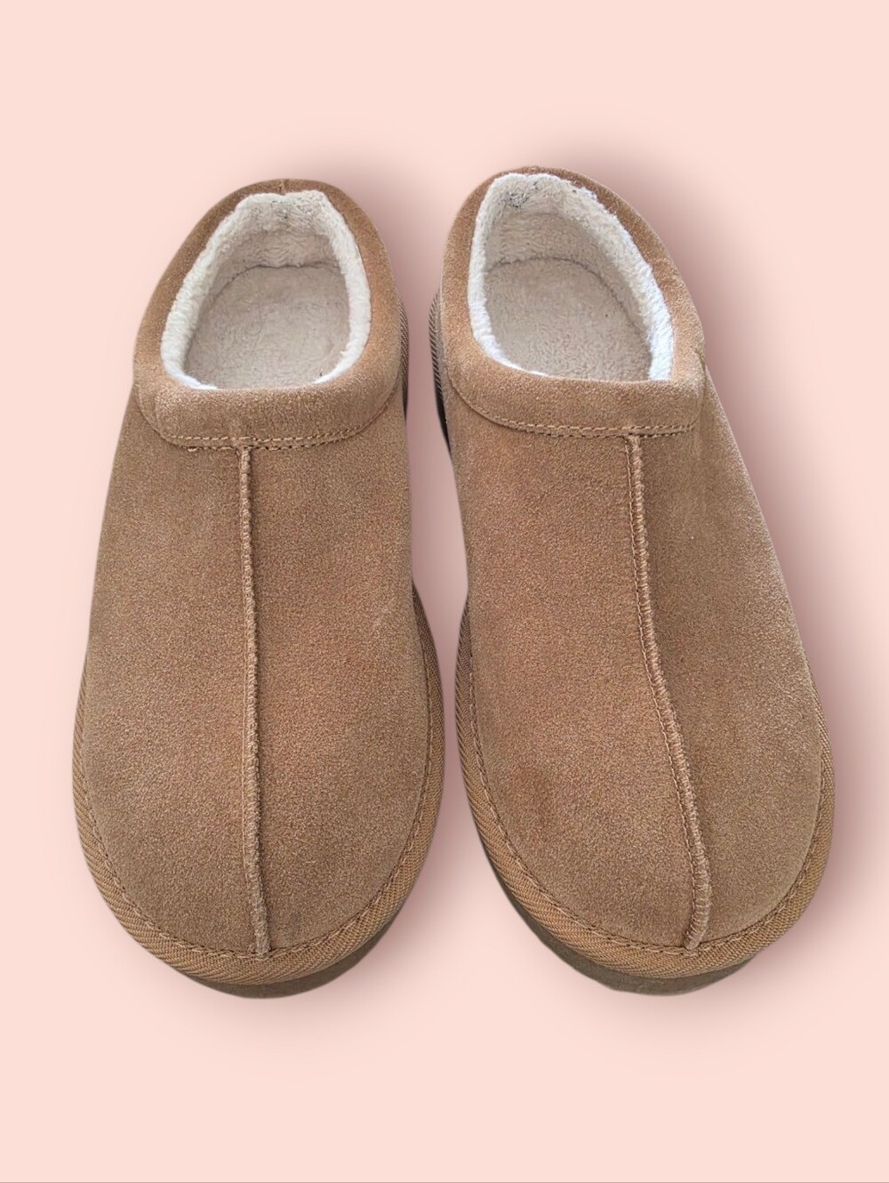 Women's Tan Suede Slip-On Fleece Lined Slippers (Generic UGGS)
